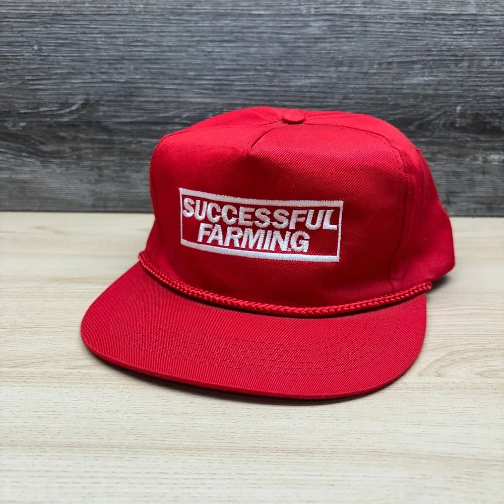 Vintage Successful Farming Hat Cap Snap Back Red Agriculture Farm Magazine Promo